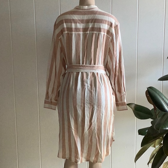 A NEW DAY WOMEN’S BROWN CREAM STRIPE BUTTON DOWN DRESS SIZE MEDIUM - Picture 3 of 9